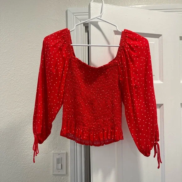 ASOS smocked puff sleeve square neck top - Picture 2 of 5